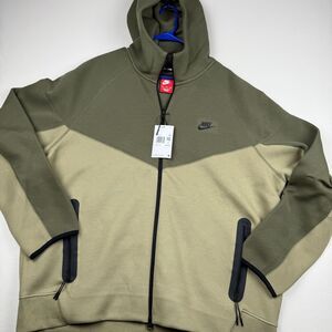 Nike Two-Tone Tech Fleece Full-Zip Hoodie Military Green Casual Sportswear